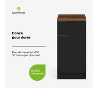 WoodVista tiroir meuble | Plan de travail en MDF robuste | Charnières à fermeture douce | Poignées en aluminium