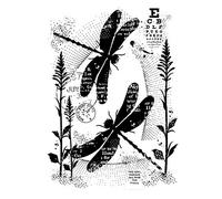 Woodware Francoise Collection Tampon magique Dancing Libellules Transparent 10 x 13,5 cm