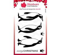 Woodware Tampon Encreur King Penguins - Tampon en Photopolymère Transparent, Socle en Acrylique - Accessoire pour Carterie, Scrapbooking, Journal, Loisirs