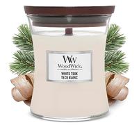 WoodWick | Bougie Moyenne | Bois de Teck Blanc | Excellent cadeau pour les femmes