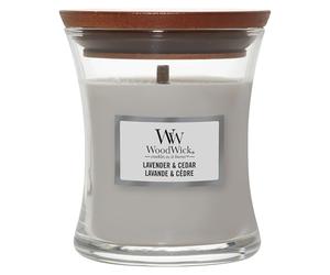 WoodWick bougie parfumée avec mèche crépitante | Bougie mini sablier à la Lavande et cèdre | Jusqu'à 20 heures d'autonomie | Cadeaux parfaits pour les femmes