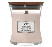 WoodWick Bougie parfumée avec mèche crépitante | Bougie Mini sablier à la Vanille & Sel Marin | Jusqu'à 20 Heures d'autonomie | Cadeaux Parfaits pour Les Femmes