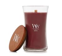 WoodWick Bougie parfumée avec mèche crépitante | Grande bougie Sablier Rouge Oud | Bougies à combustion longue : Jusqu’à 130 heures | Le cadeau parfait pour les femmes