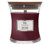 WoodWick Bougie parfumée avec mèche crépitante | Mini bougie Black Cherry en forme de sablier | Jusqu'à 20 heures d'autonomie | Cadeaux parfaits pour les femmes