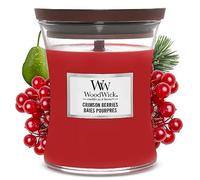 WoodWick bougie parfumée moyenne Baies Pourpres avec mèche en bois crépitante – jusqu'à 60 h