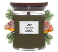 WoodWick Bougie parfumée moyenne – Sapin de Fraser – Mèche en bois crépitante, jusqu'à 60 h