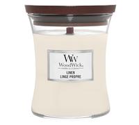 WoodWick - Bougie parfumée sablier moyen Linge frais - mèche crépitante - 275 g - jusqu'à 60 h