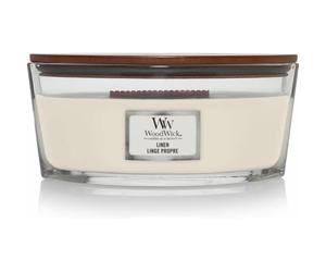WoodWick Ellipse Bougie parfumée | Linge frais | avec mèche crépitante | Durée de combustion : jusqu’à50pk heures