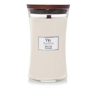 WoodWick Grande bougie parfumée en forme de sablier | Bois de teck blanc | avec mèche crépitante | Durée de combustion : jusqu'à 130 heures