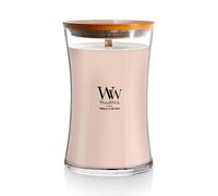 WoodWick grande bougie parfumée en jarre avec mèche qui crépite, Vanille & Sel marin, Temps de combustion jusqu'à 130 heures