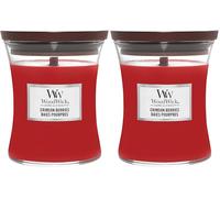 WoodWick jarre parfumée moyenne avec mèche en bois crépitante | Baies pourpres | Jusqu'à 20 heures de combustion (Lot de 2)