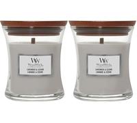 WoodWick Jarre parfumée Moyenne avec mèche en Bois crépitante | Lavande et Cèdre | Jusqu'à 20 Heures de Combustion (Lot de 2)