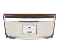 WoodWick Ellipse Bougie parfumée | Bois de teck blanc | avec mèche crépitante | Durée de combustion : jusqu'à 50 heures
