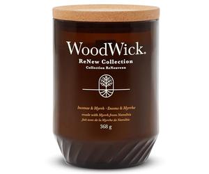 WoodWick ReNew Bougie parfumée avec mèche crépitante | Bougie Encens et Myrrhe grand format | Cire végétale mélangée à base de soja et de noix de coco | Cadeaux parfaits pour femmes