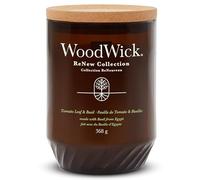 WoodWick ReNew Bougie parfumée avec mèche crépitante | Bougie Feuille de Tomate et Basilic grand format | Cire végétale mélangée à base de soja et de noix de coco | Cadeaux parfaits pour femmes