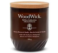 WoodWick ReNew Bougie parfumée avec mèche crépitante | Bougie Fleur de Cerisier et Vanille format moyenne| Cire à base de soja et de noix de coco | Matériaux recyclés | Cadeaux parfaits pour femmes