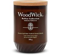 WoodWick Renew - Grande bougie parfumée avec mèche craquelante | Feuille de tomate et basilic | Mélange de cire de soja et de noix