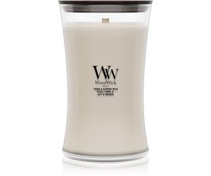Woodwick Tonka & Almond Milk bougie parfumée avec mèche en bois 610 g