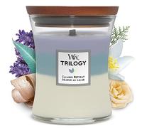 WoodWick – Bougie parfumée Trilogy Calming Retreat – mèche en bois – 275 g