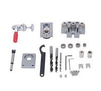 Woodworking Drilling Jig & Punch Locator | 3 in 1 Quick Clamp Tool for Accurate Holes/Cabinet Hinge Alignment | Aluminum Alloy Adjustable Set with 2 Baffles & 3 Drill Bits