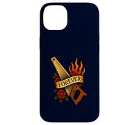 Woodworking Forever Vintage Saw Flame Tattoo, Art de la Vieille école Coque pour iPhone 14 Plus
