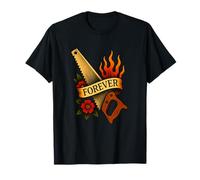 Woodworking Forever Vintage Saw Flame Tattoo, Art de la Vieille école T-Shirt