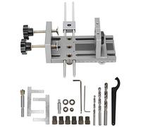 Woodworking Hole Locator Punch | Drill Guide Tool for Cabinet Hinges/Door Handles/Furniture | Aluminum Alloy Eccentric Wheel Jig with 3 Drill Sleeves & 16 Accessories