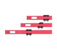 Woodworking Positioning Ruler | Aluminum Alloy Scribing Ruler with Stopper Block | 16/20 / 30cm Red Etched Marking Ruler for Carpentry & Machining