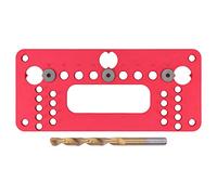 Woodworking Punch Locator Jig | Aluminum Alloy Hole Drilling Guide for Cabinet Doors/Wardrobe Handles | 32mm - 128mm Pitch, 4.2mm Drill Bit & Bushings Included