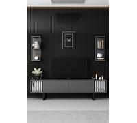 Woody Fashion TV Unit | 100% Melamine Coated | Metal Legs | Anthracite Black
