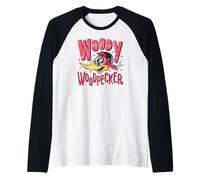 Woody Woodpecker Wood Carved Style Logo Manche Raglan