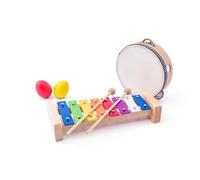 Woodyland 102191893 Musical Lot de Xylophone, Tambourin, Triangle, 2 Maracas Oeufs, Multicolore