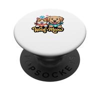 Woof n Meow Mignon Chat et Chien Amis PopSockets PopGrip Adhésif