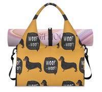 Woof Sac de sport pour chien teckel avec compartiment à chaussures Motif chien mignon Sac de week-end Sac fourre-tout Cabine Bagage pour gym Yoga Voyage, couleur, L, Sac de voyage