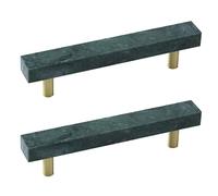 Woogim Lot de 2 poignées d'armoire carrées en laiton marbré pour cuisine, salle de bain, chambre à coucher - Vert - 13,1 cm