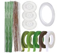 Woohhome 9 PCS Kit D'outils de Composition Florale Trousse à Outils Arrangement Floral, 5 PCS Tape Strap Wrap, 2 Style Floral Wire, Ruban Adhésif Double Face pour Bouquet de Mariage DIY