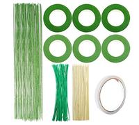 Woohome 10 PCS Ensemble D'outils de Décoration, 2 Style Florale Ruban, Fil de Fer Fleur Jauge 26, Attache de Câble Florale Verte et Bâton en Bambou pour Floral, Décor à La Maison