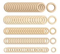 Woohome 100 PCS Anneaux de Bois, Cercle Artisanat Non Fini pour Dentition, Accessoires Bricolage, Décoration et Fabrication de Bijoux