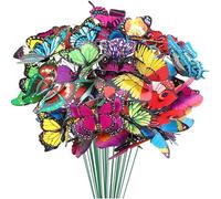 Woohome 100 Pièces Ensemble de Piquets de Papillons de Jardin, 4 Taille Piquets de Libellules de Papillons de Jardin pour L'extérieur Cour Patio Planteu Pot de Fleur Printemps Jardin Décoration