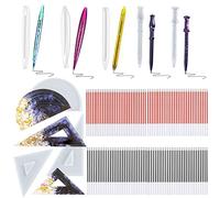 Woohome 108 PCS Moules de Résine de Silicone Stylo, Silicone Moule pour Bijoux Règle, Moules de Stylo à Bille en Silicone pour la DéCoration Bricolage Avec 100 Recharges