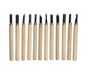 Woohome 12 PCS Ensemble D'Outils de Sculpture sur Bois, Kit de Ciseaux à Bois Sculpture Bois pour Sculpteur, Charpentier, Amateur, Adultes