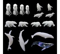Woohome 12PCS Bijoux Moulage Outils Mini 3D Moule Remplisseur De Résine Moule en Résine Remplisseur Mini Méduses Ours Polaires Baleines Pingouins Avion en Papier pour Décoration de Paysage, Artisanat