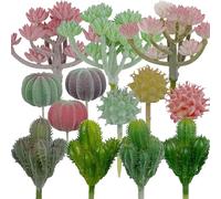 Woohome 14 PCS Succulentes Artificielles Décoration, Simulation Cactus, Succulente Artificielles Plantes Artificielle Cactus pour La Maison Jardin Intérieur Décoration