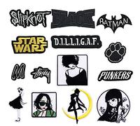 Woohome 14 Pièces Broderie Lettre Patch Thermocollant, Rétro Broderie Appliques Patches Ecussons à Coudre Transferts pour T-shirt, Jeans, Vêtements, Sacs