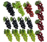 Woohome 15 PCS Raisins Artificiels Variés, Grappes de Raisins Artificiels Faux Raisins pour Mariage, Maison, Extérieur, Fête, Jardin