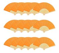 Woohome 15 Pièces Ventilateurs Pliants en Bambou Ventilateurs Pliables pour Décoration Murale, Décoration de Mariage, Danse, Refroidissement, DIY (Orange)