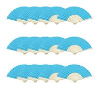 Woohome 15 Pièces Ventilateurs Pliants en Bambou Ventilateurs Pliables pour Décoration Murale, Décoration de Mariage, Danse, Refroidissement, DIY (Bleu Marin) (Bleu Marin)