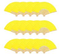 Woohome 15 Pièces Ventilateurs Pliants en Bambou Ventilateurs Pliables pour Décoration Murale, Décoration de Mariage, Danse, Refroidissement, DIY (Jaune)
