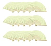 Woohome 15 Pièces Ventilateurs Pliants en Bambou Ventilateurs Pliables pour Décoration Murale, Décoration de Mariage, Danse, Refroidissement, DIY (Jaune Clair)