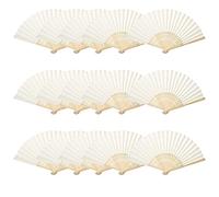 Woohome 15 Pièces Ventilateurs Pliants en Bambou Ventilateurs Pliables pour Décoration Murale, Décoration de Mariage, Danse, Refroidissement, DIY (Blanc)